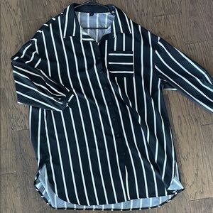 Black and White Striped Button-Up dress